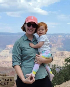 katie and her baby at the grand canyon